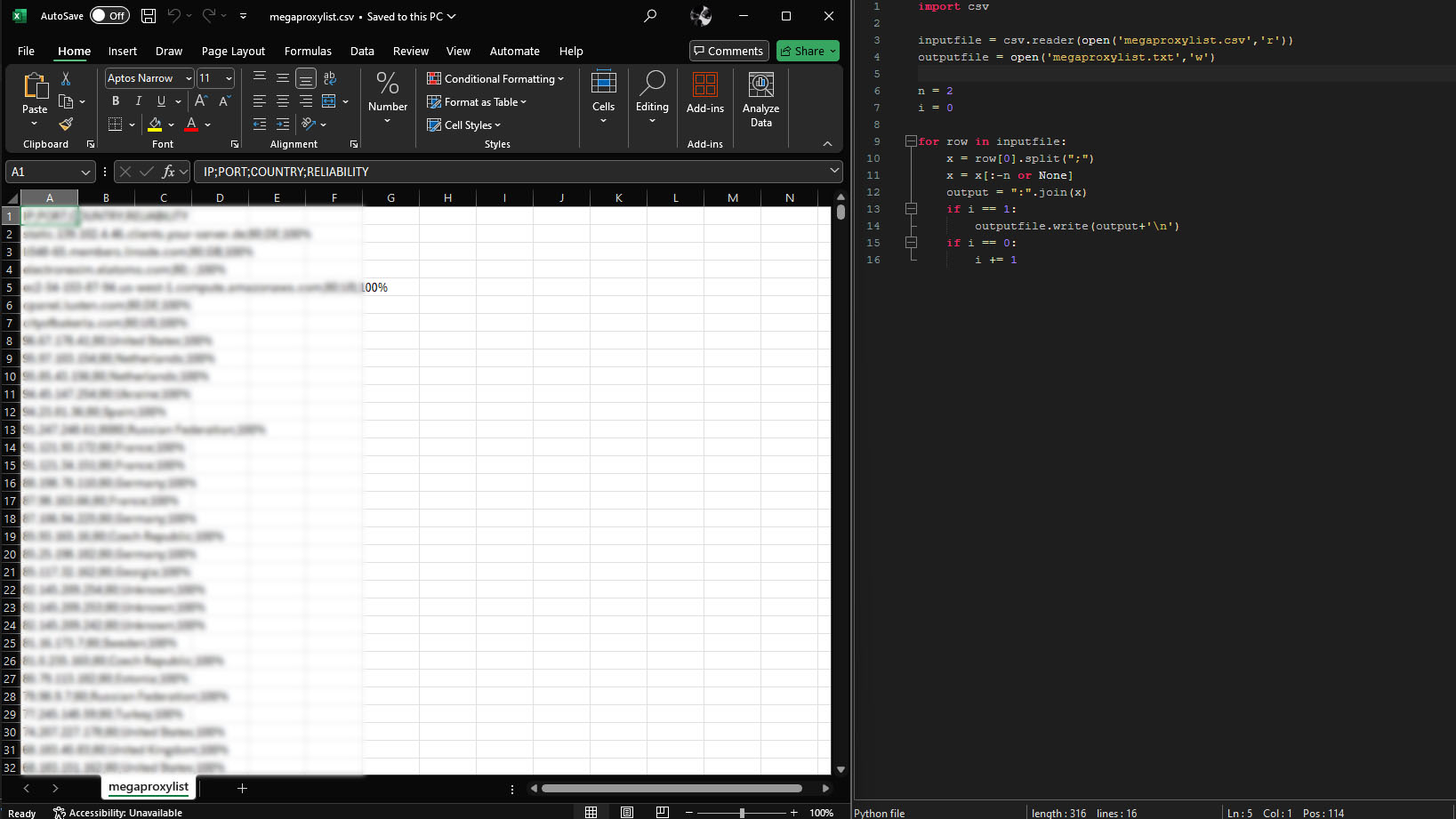 CSV Proxy Extraction Automation